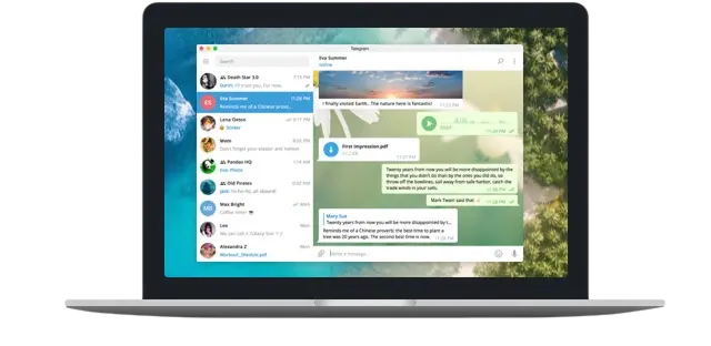 Telegram Desktop on a laptop